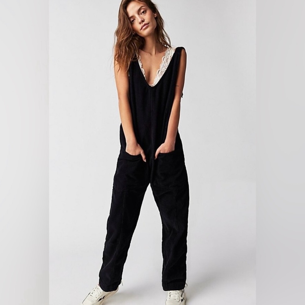We The Free Black High Roller Corduroy Jumpsuit/Overall